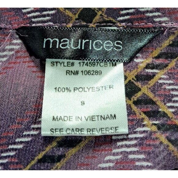 Fairy Grunge Whimsigoth Purple Plaid Sheer Short Sleeve Blouse With Tie Neck 8 - Picture 2 of 10